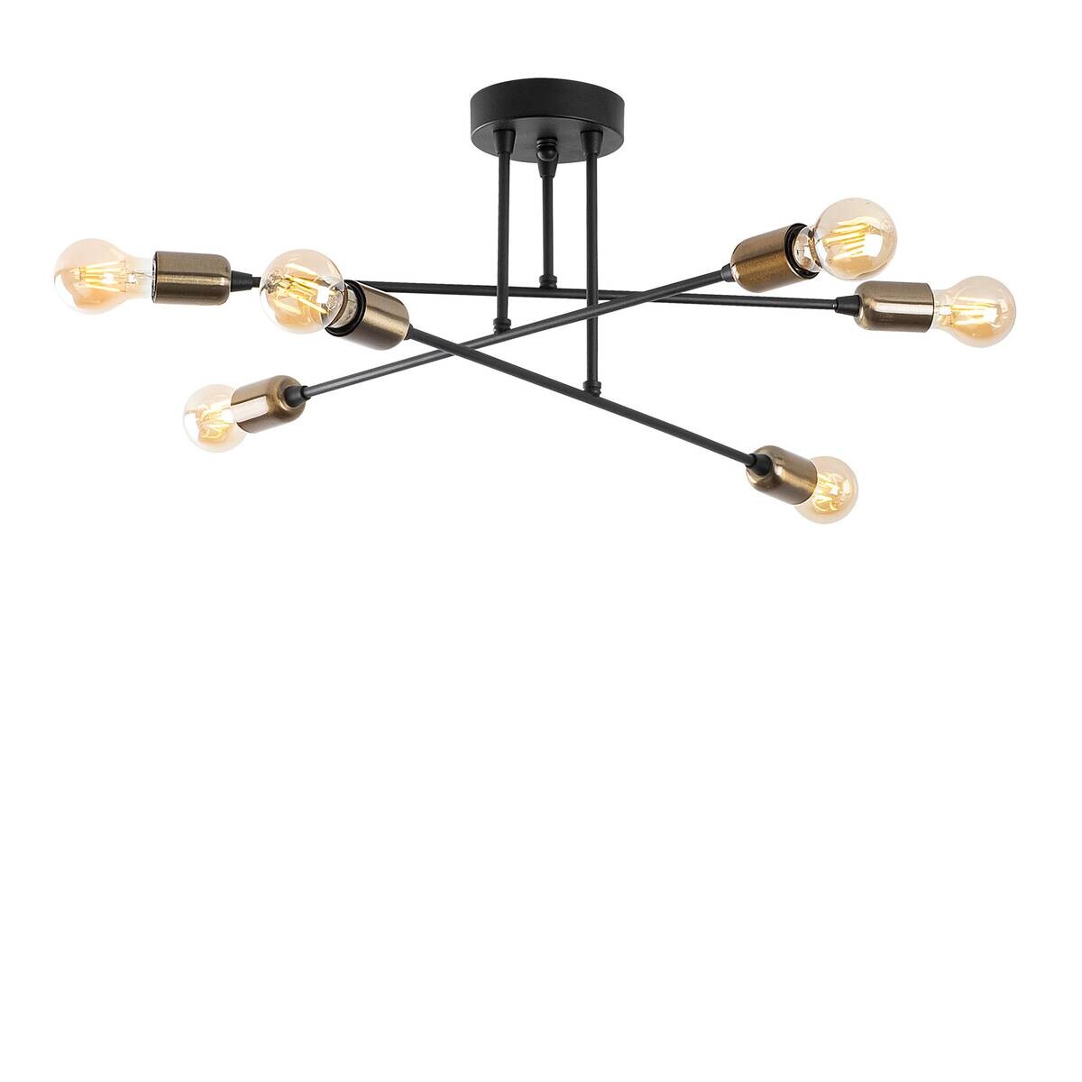 Opviq Deckenleuchte Fleur schwarz Metall B/H/T/L/D: ca. 66x27x66x66x66 cm E27 6 Brennstellen
