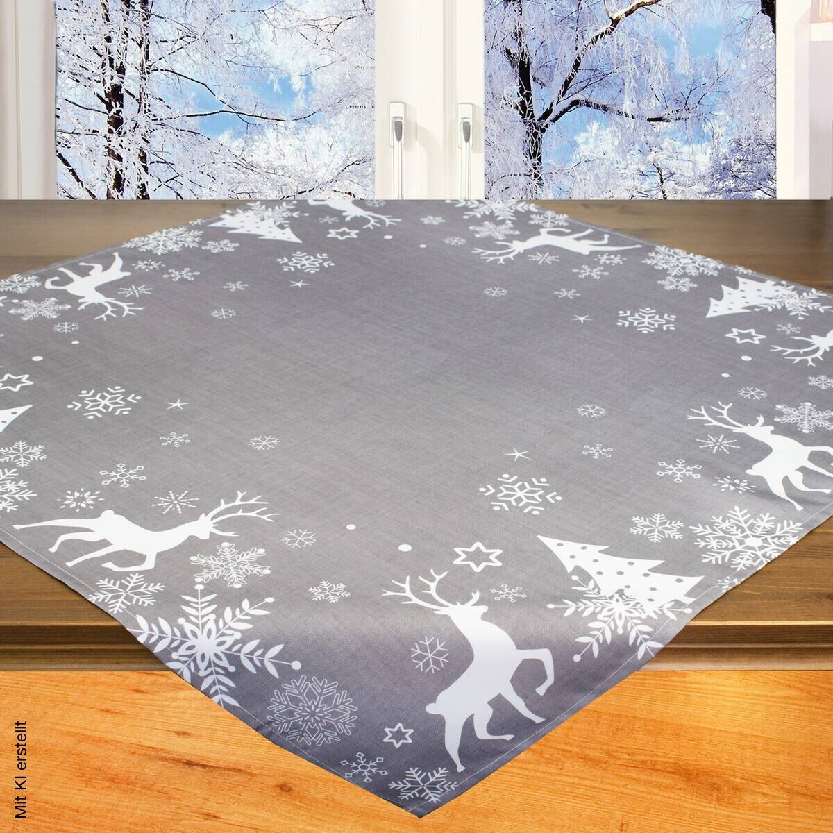 Mitteldecke grau Polyester B/L: ca. 85x85 cm