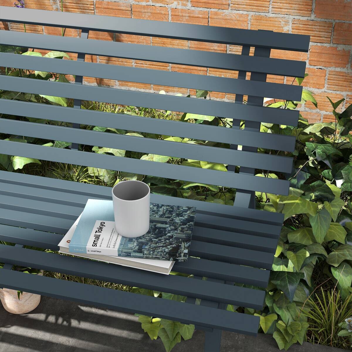 Outsunny Gartenbank blau Aluminium B/H/L: ca. 67x79x123 cm