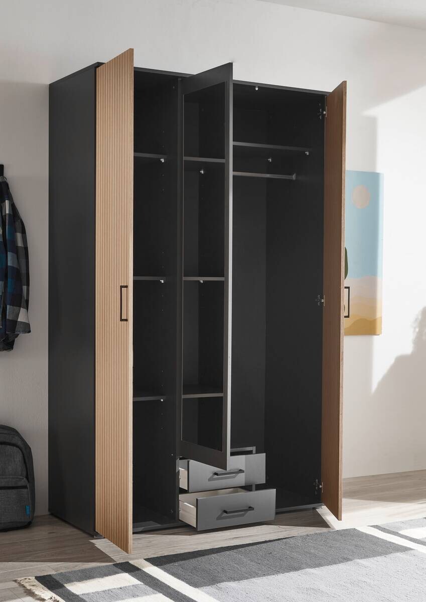 Kleiderschrank Laurie Graphit B/H/T: ca. 120x196x54 cm