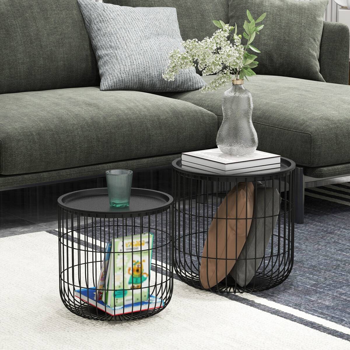 HOMCOM Beistelltisch schwarz Polypropylen B/H/L: ca. 40x40x40 cm