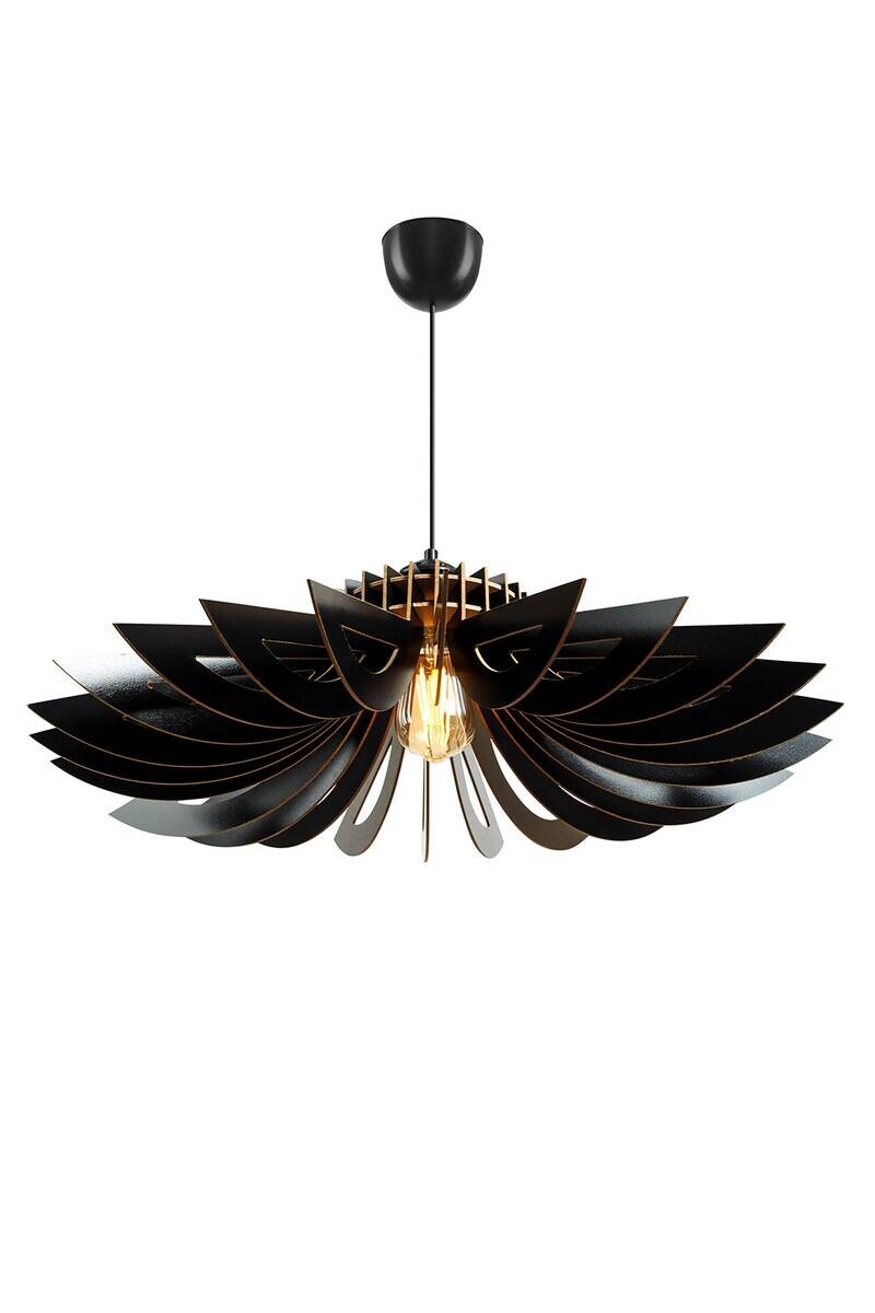 Opviq Pendelleuchte schwarz MDF B/H/T/L/D: ca. 68x50x68x68x68 cm E27 1 Brennstellen