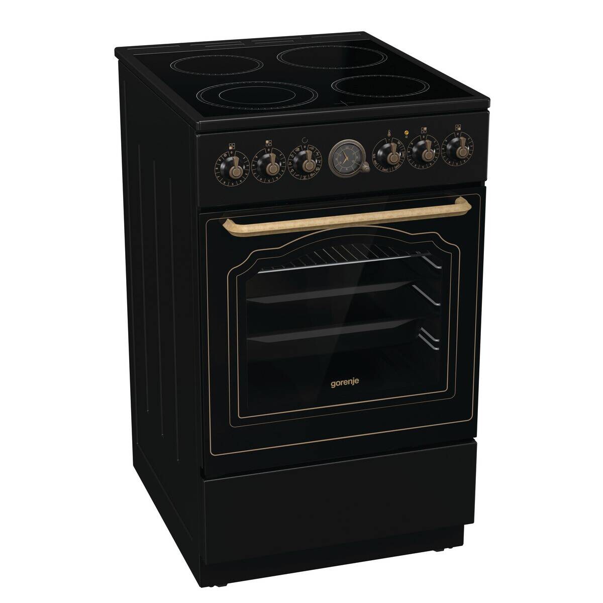 Gorenje Retro-Standherd 50cm mit Glaskeramikkochfeld GECS5B70CLB EEK: A Spektrum: A+++ bis D 70l Volumen schwarz B/H/T: ca. 50x85x60 cm