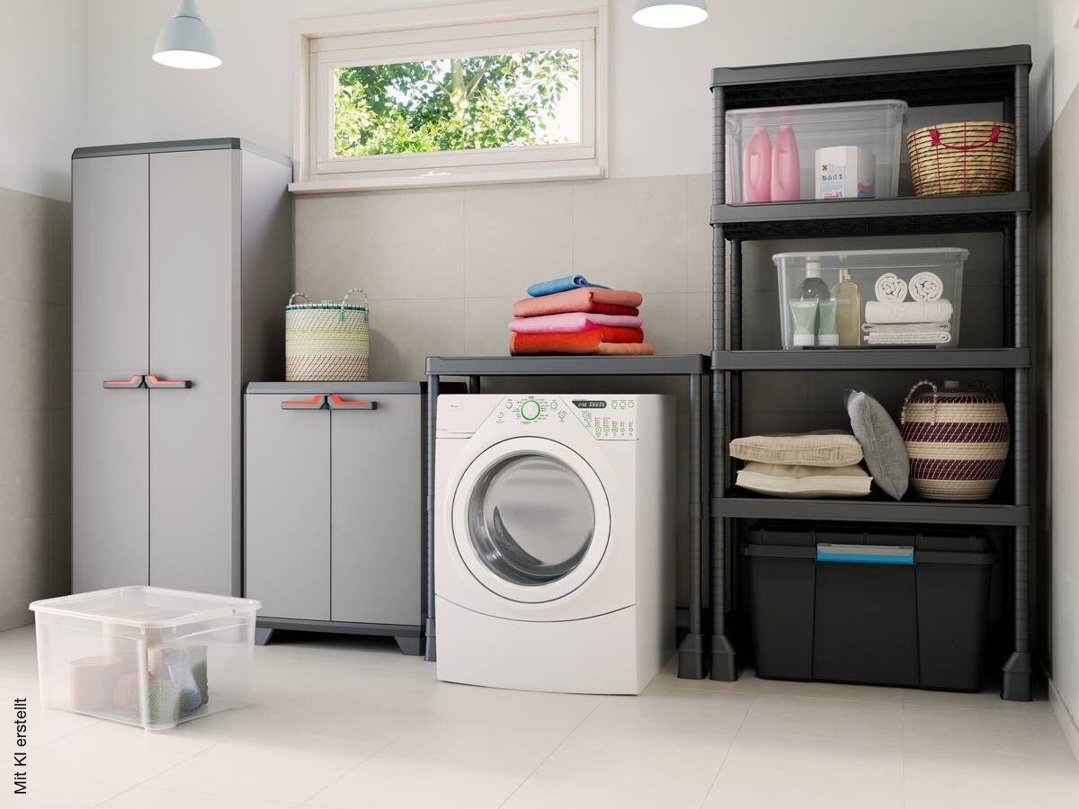 Keter Kunststoffschrank Stilo grau Kunststoff B/H/L: ca. 68x90x39 cm