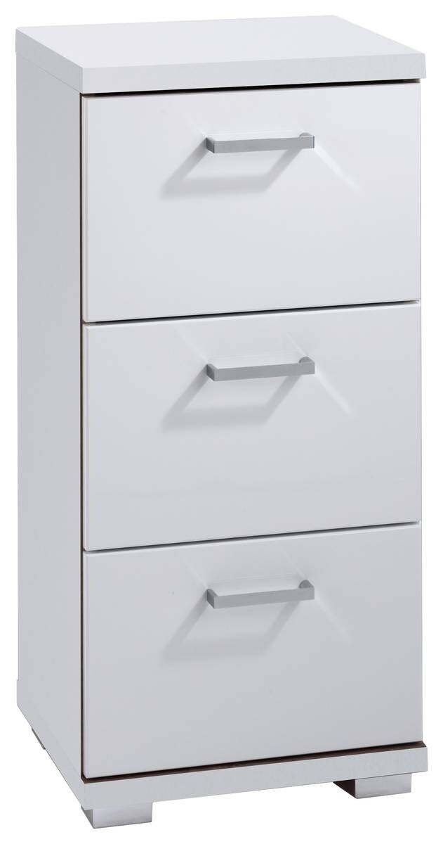 Schrank NEBRASKA weiß weiß Lack Hochglanz silber verchromt B/H/T: ca. 35,5x74x31,5 cm