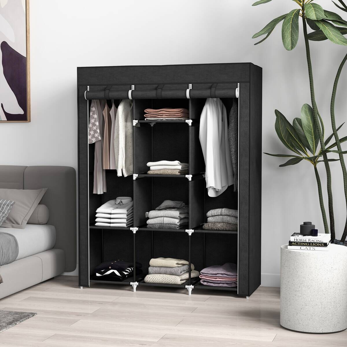 HOMCOM Kleiderschrank schwarz Edelstahl B/H/L: ca. 43x125x162,5 cm