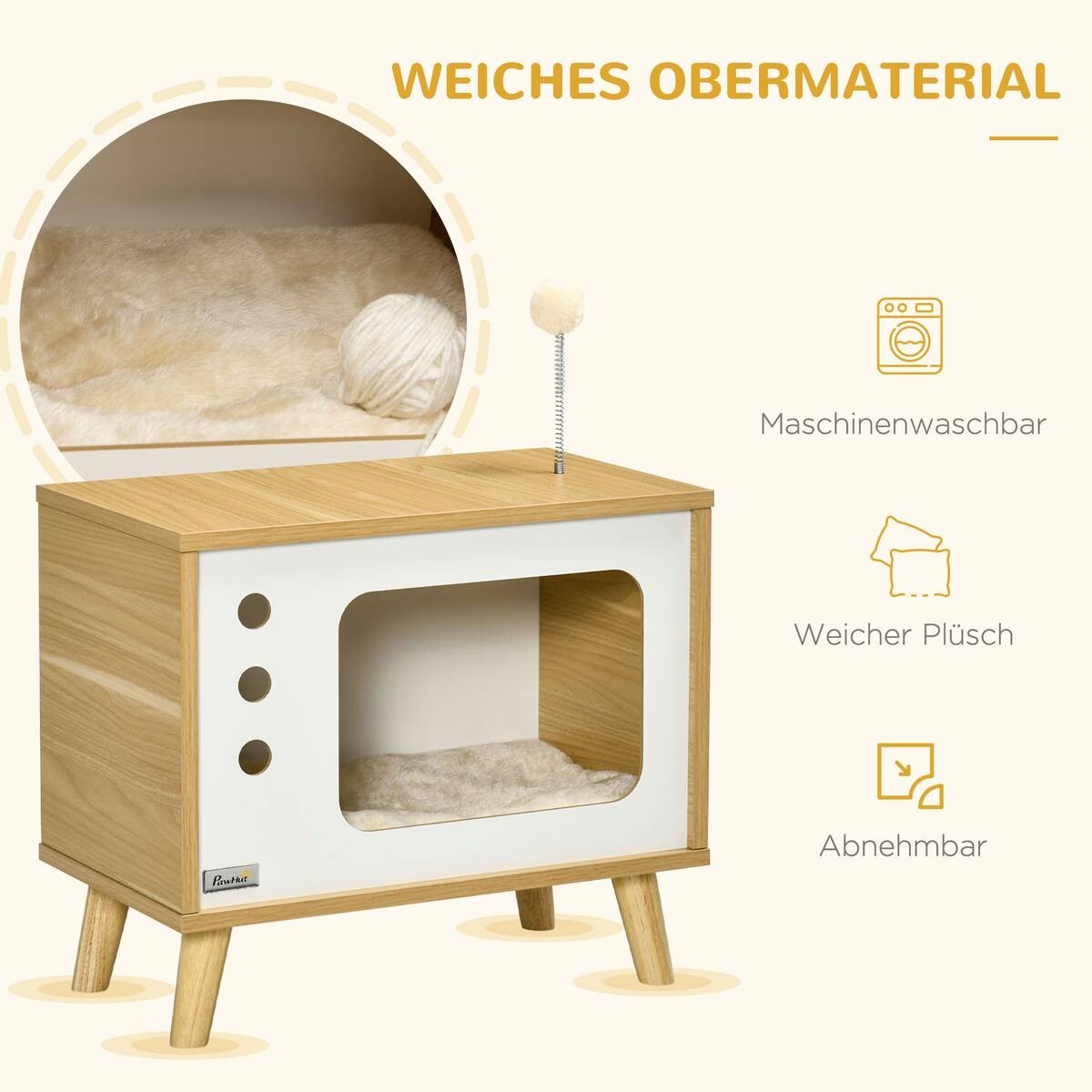 PawHut Katzenhaus beige Spanplatte B/H/L: ca. 28x43x50 cm