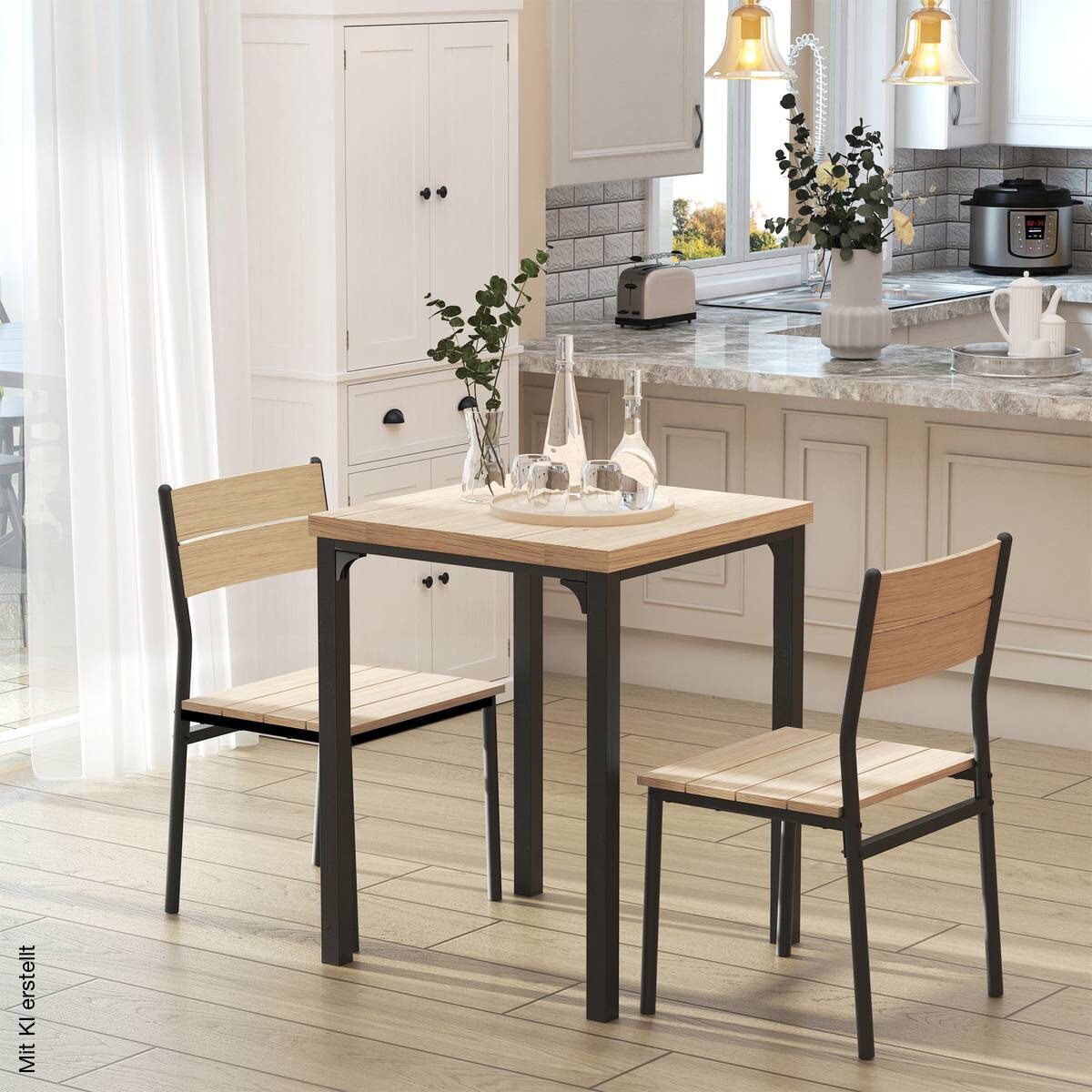 Essgruppe 835-090 natur schwarz B/H/T: ca. 70x76x70 cm