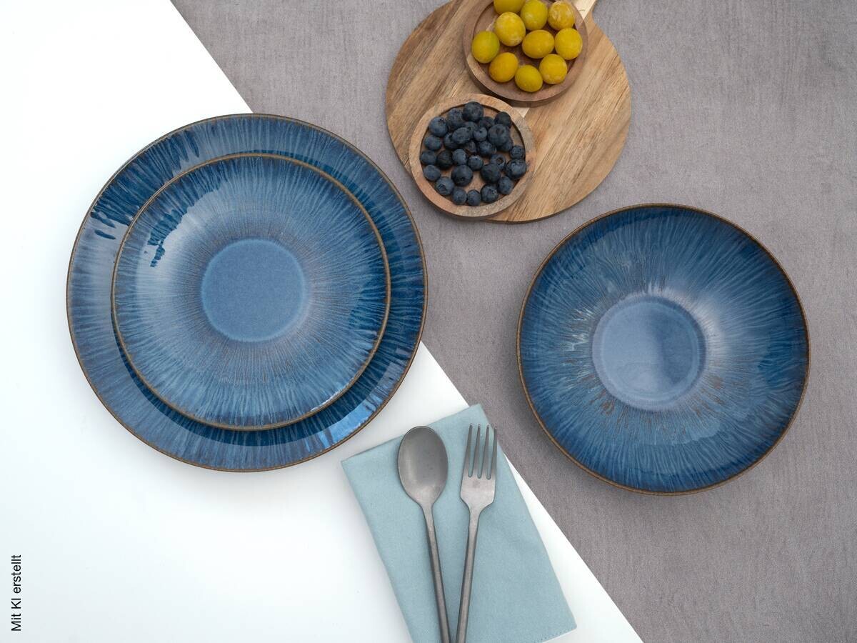CreaTable Tafelservice Sea Breeze blau Steinzeug 18 tlg.