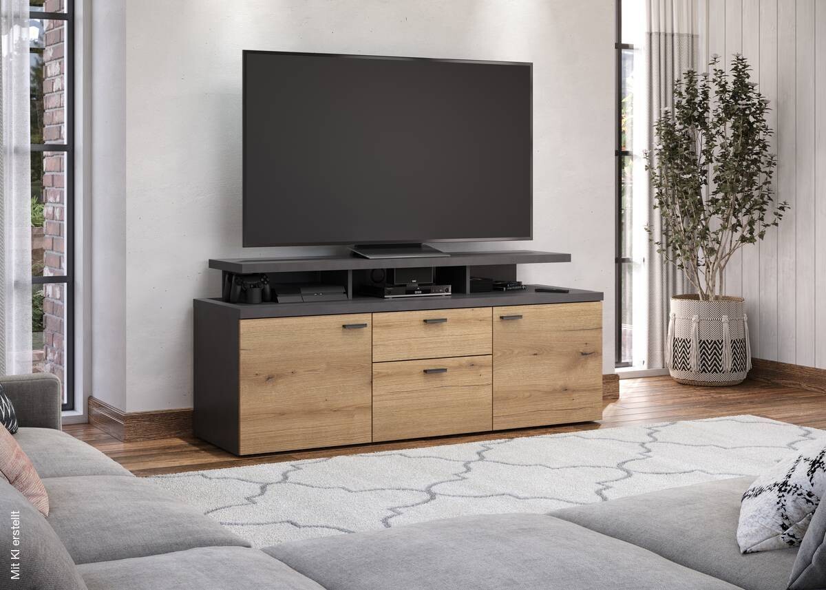 TV-Lowboard Mood Eiche Evoke Coast Nachbildung Matera Nachbildung B/H/T: ca. 151x66x47 cm