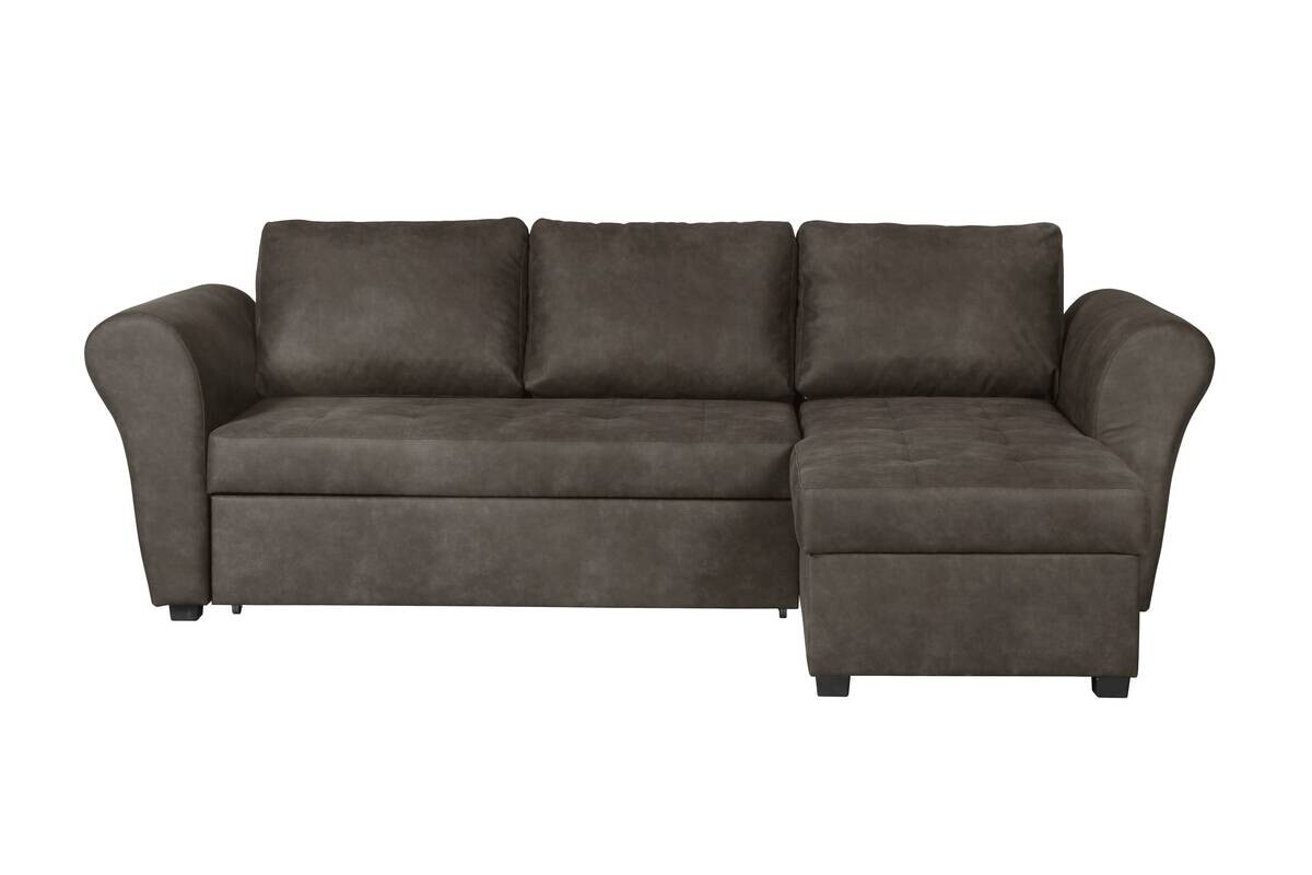 Ecksofa mit Bettfunktion und Bettkasten grau Microfaser B/H/T: ca. 260x89x155 cm