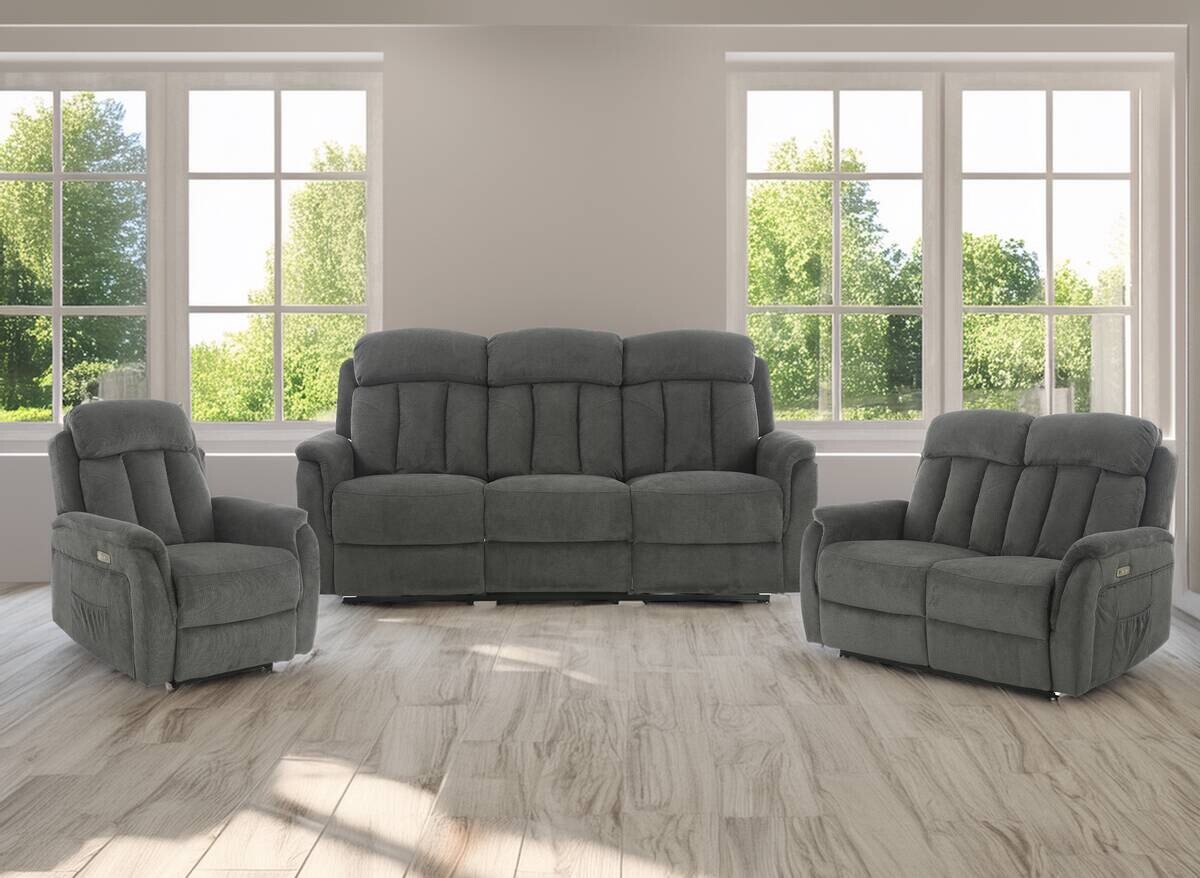 Sofa FM-3216-3P grau Microfaser B/H/T: ca. 200x100x95 cm