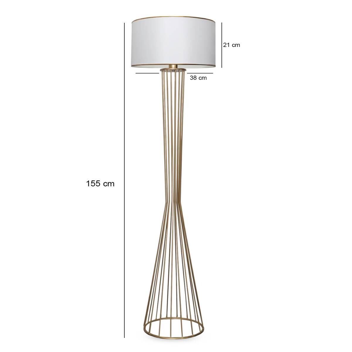 Opviq Stehlampe weiß gold Metall B/H/T/L/D: ca. 38x155x38x38x38 cm E27 1 Brennstellen