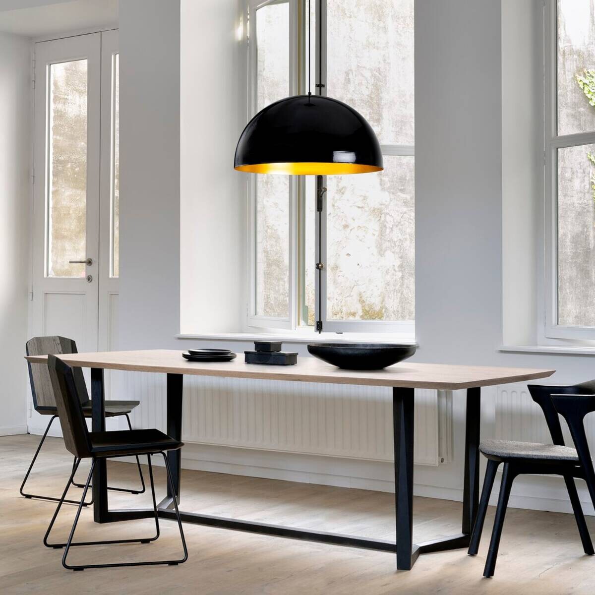 Opviq Pendelleuchte Berceste schwarz Metall B/H/T/L/D: ca. 60x126x60x60x60 cm E27 1 Brennstellen