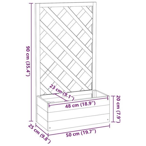 Gartenspalier grau Holz B/H/L: ca. 25x90x50 cm
