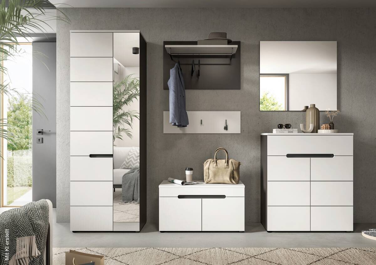 Garderobe Canu basaltgrau Nachbildung weiß B/H/T: ca. 255x190x37 cm