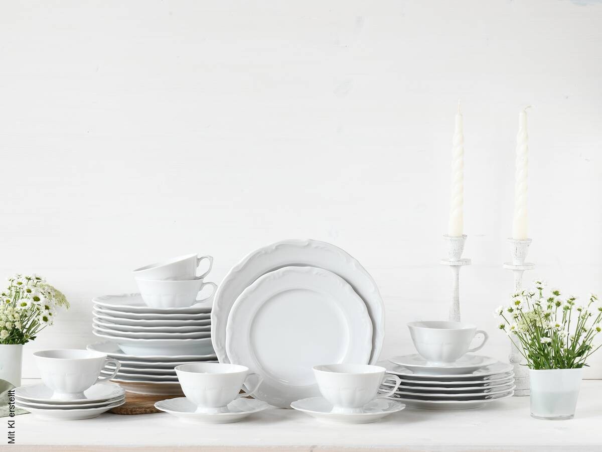 CreaTable Kombiservice Maria Theresia weiß Porzellan 30 tlg.