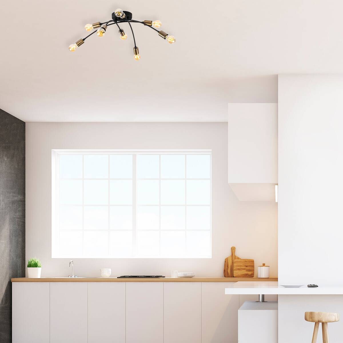 Opviq Deckenleuchte Banana-1151 schwarz Metall B/H/T/L/D: ca. 79x26x79x79x79 cm E27 8 Brennstellen