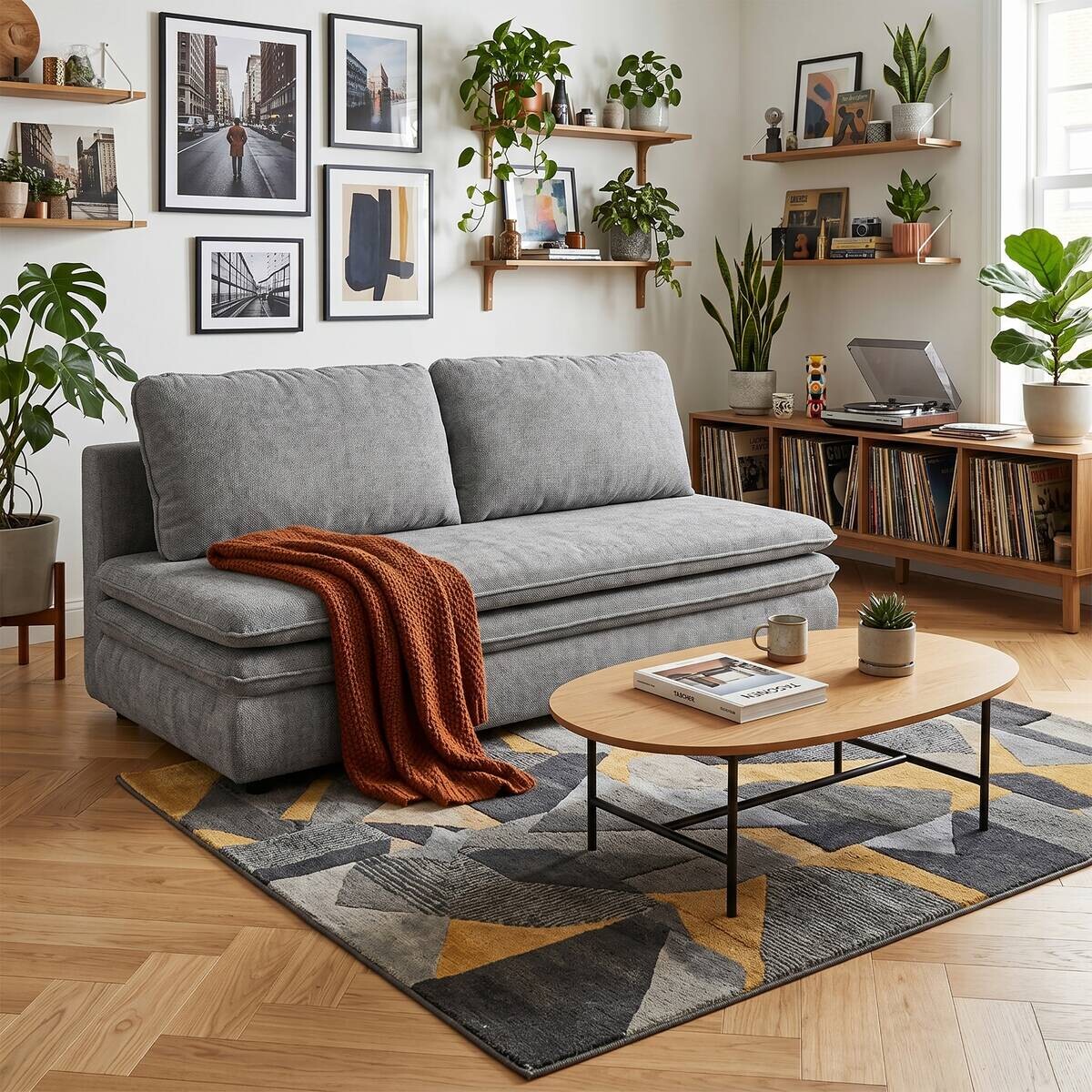 Schlafsofa grau Microfaser B/H/T: ca. 200x89x85 cm
