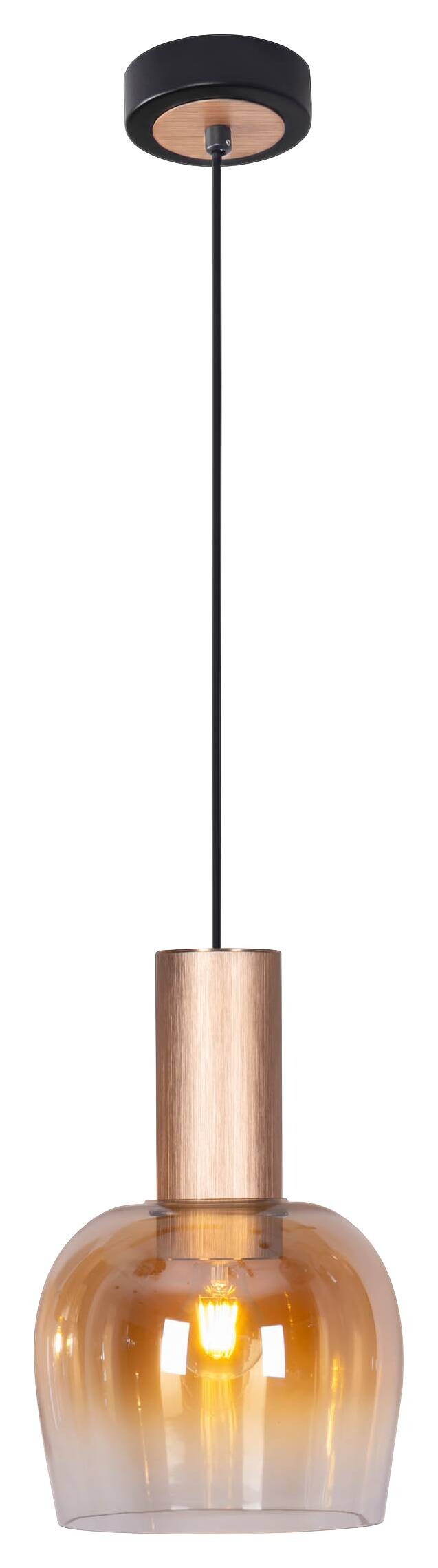 Näve Leuchten Pendelleuchte messing Metall Glas B/H/T/D: ca. 23,5x150x23,5x23,5 cm E27 1 Brennstellen