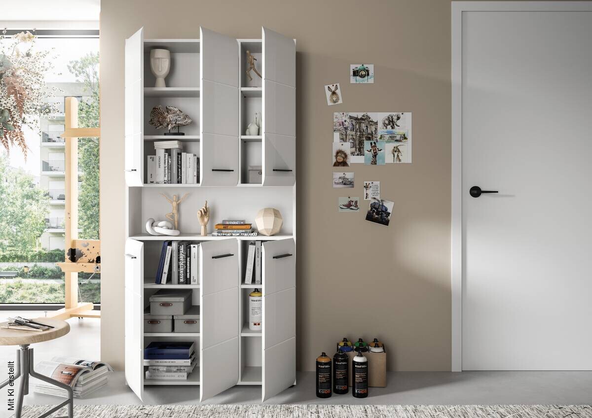Mehrzweckschrank Ice weiß weiß Hochglanz B/H/T: ca. 90x185x30 cm