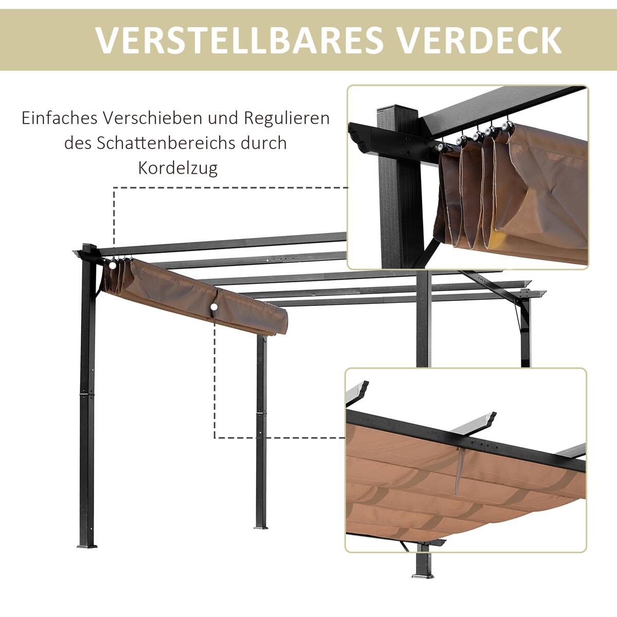 Outsunny Pergola braun Aluminium B/H/L: ca. 400x223x300 cm
