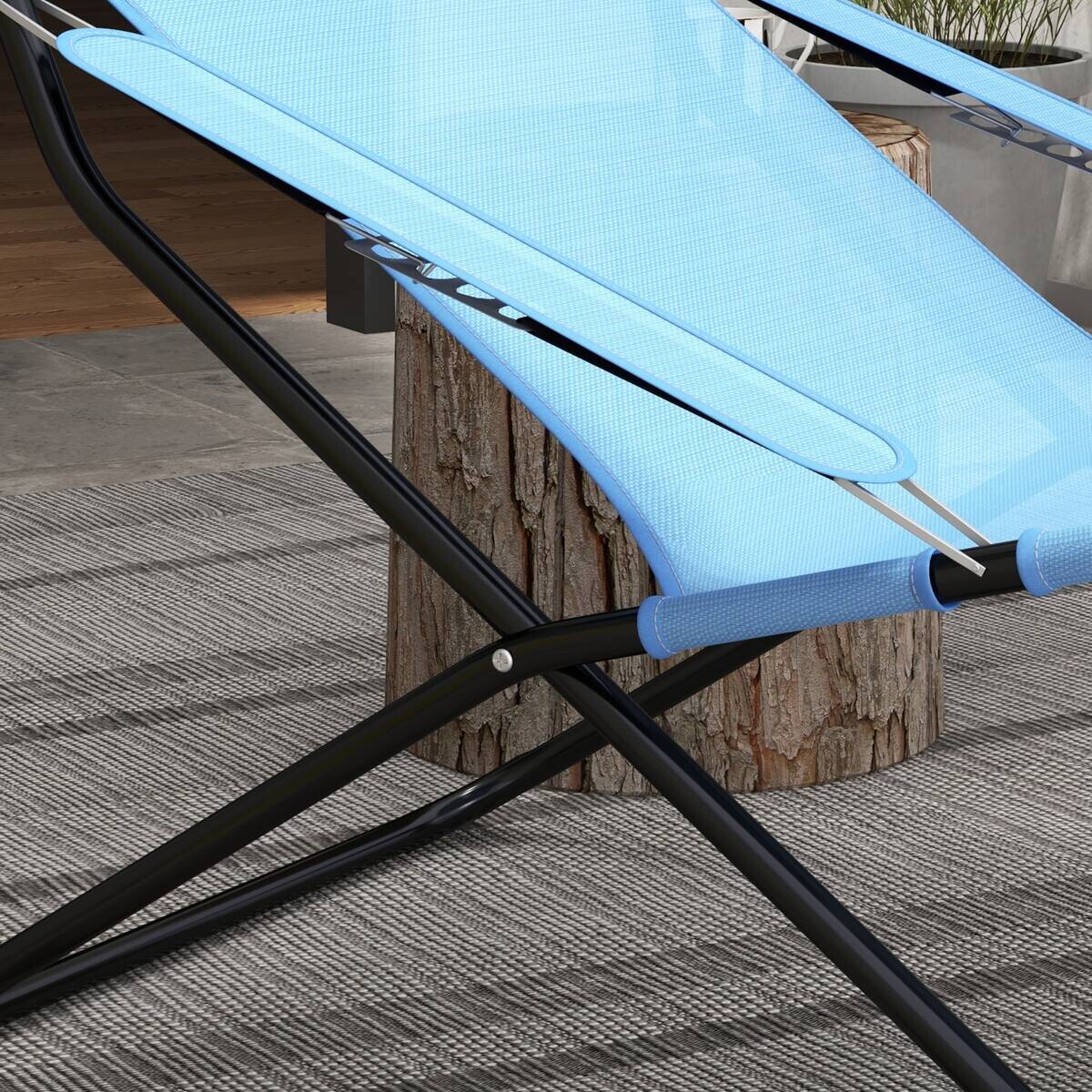Outsunny Klappstuhl blau Edelstahl B/H/L: ca. 91x69x96 cm