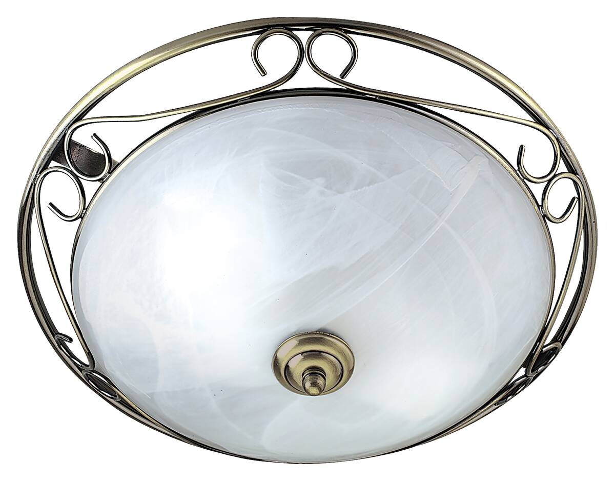Searchlight Deckenleuchte Weybridge messing Glas Stahl B/H/L/D: ca. 37x16x37x37 cm E14 2 Brennstellen