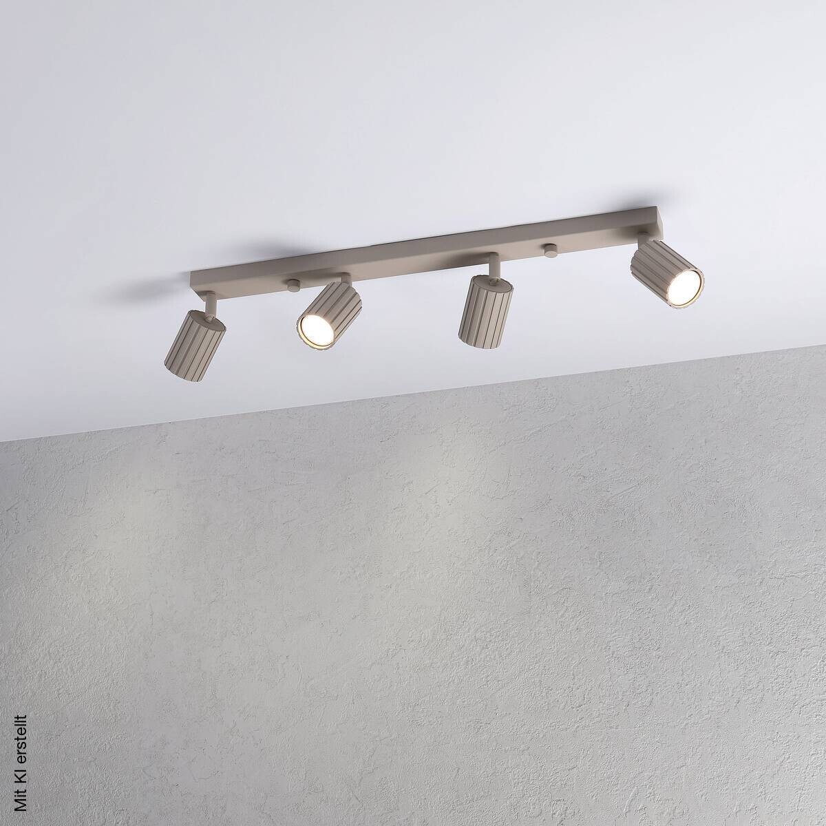 Lamkur Strahler Prisma beige Stahl B/H/L: ca. 6,5x16,5x81 cm 4 Brennstellen