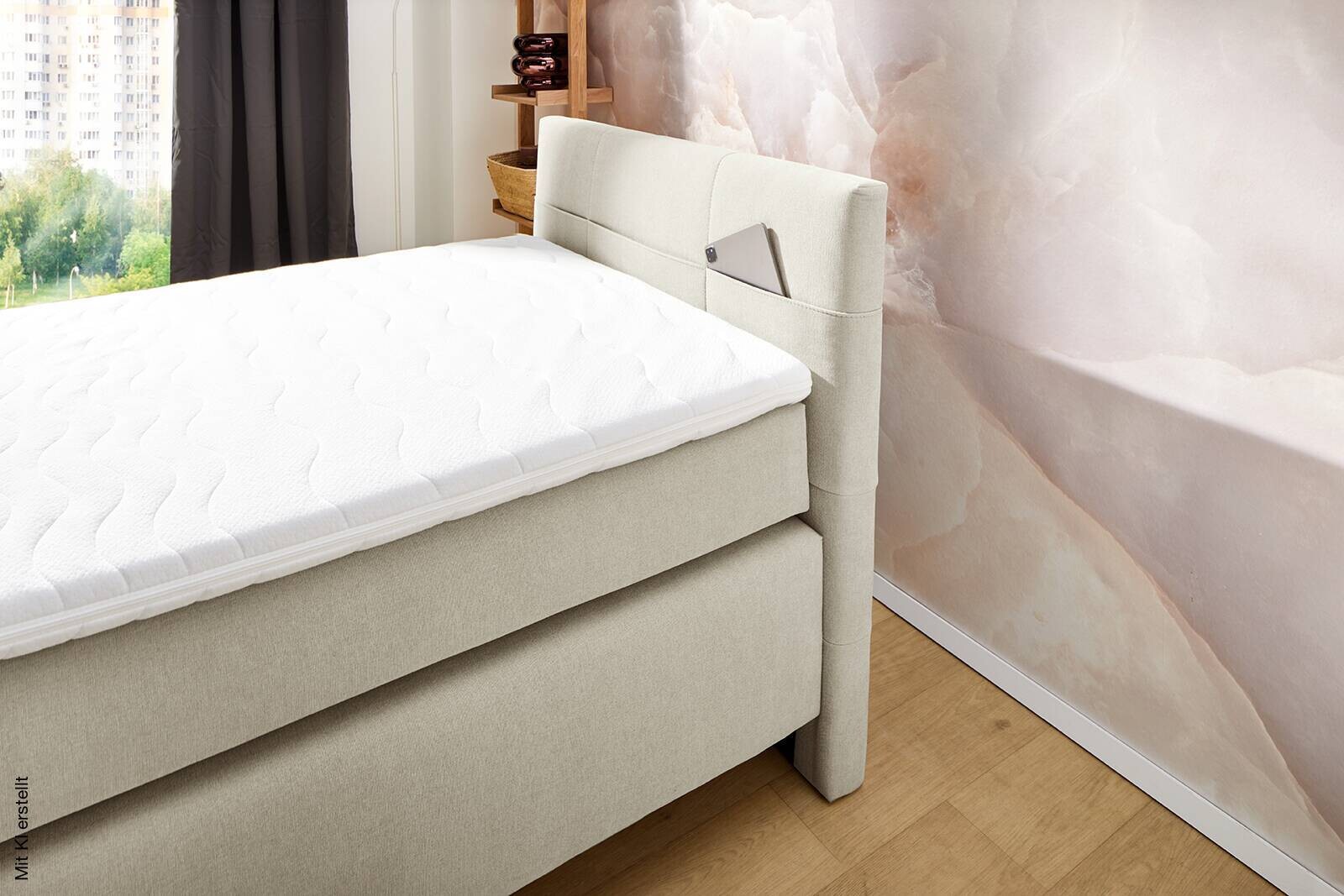 Boxspringbett beige Liegefläche B/L: ca. 100x200 cm