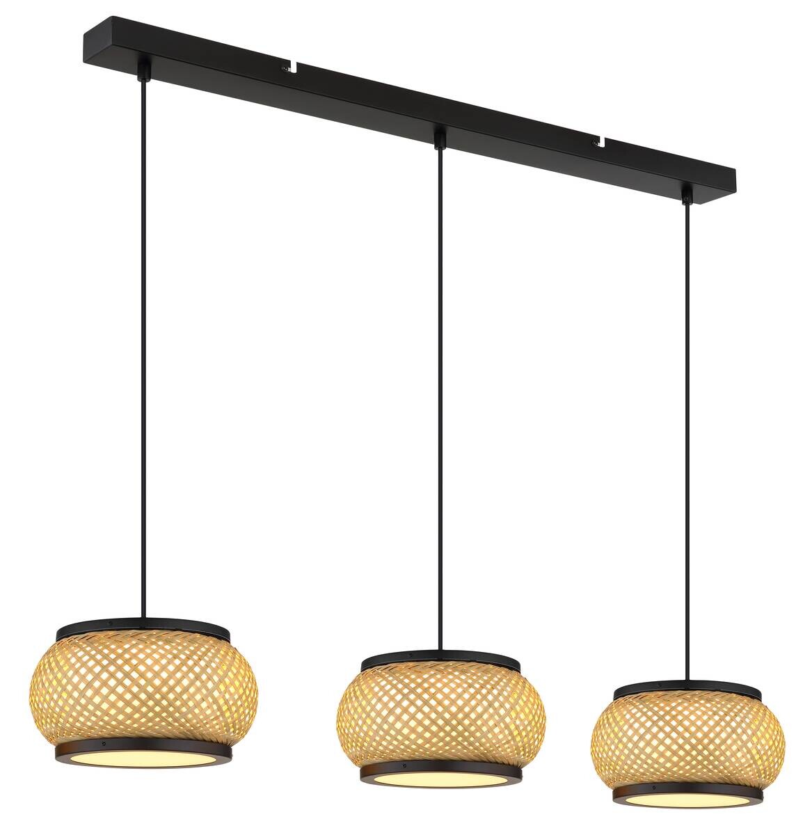 GLOBO Pendelleuchte natur mattschwarz Metall Bambus B/H/L: ca. 22x120x92 cm 1 Brennstellen