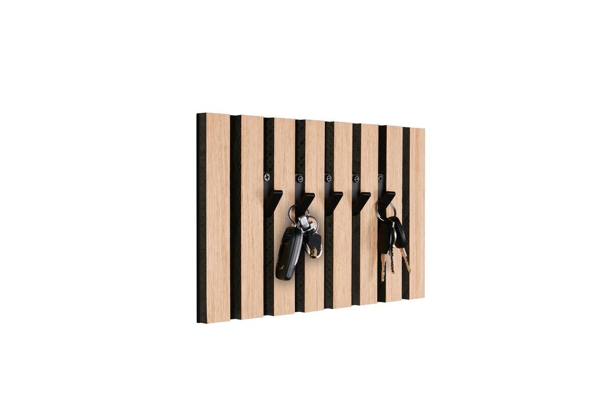 Schlüsselboard Grace Eiche Nachbildung schwarz MDF Filz B/H/T: ca. 31x20x1 cm