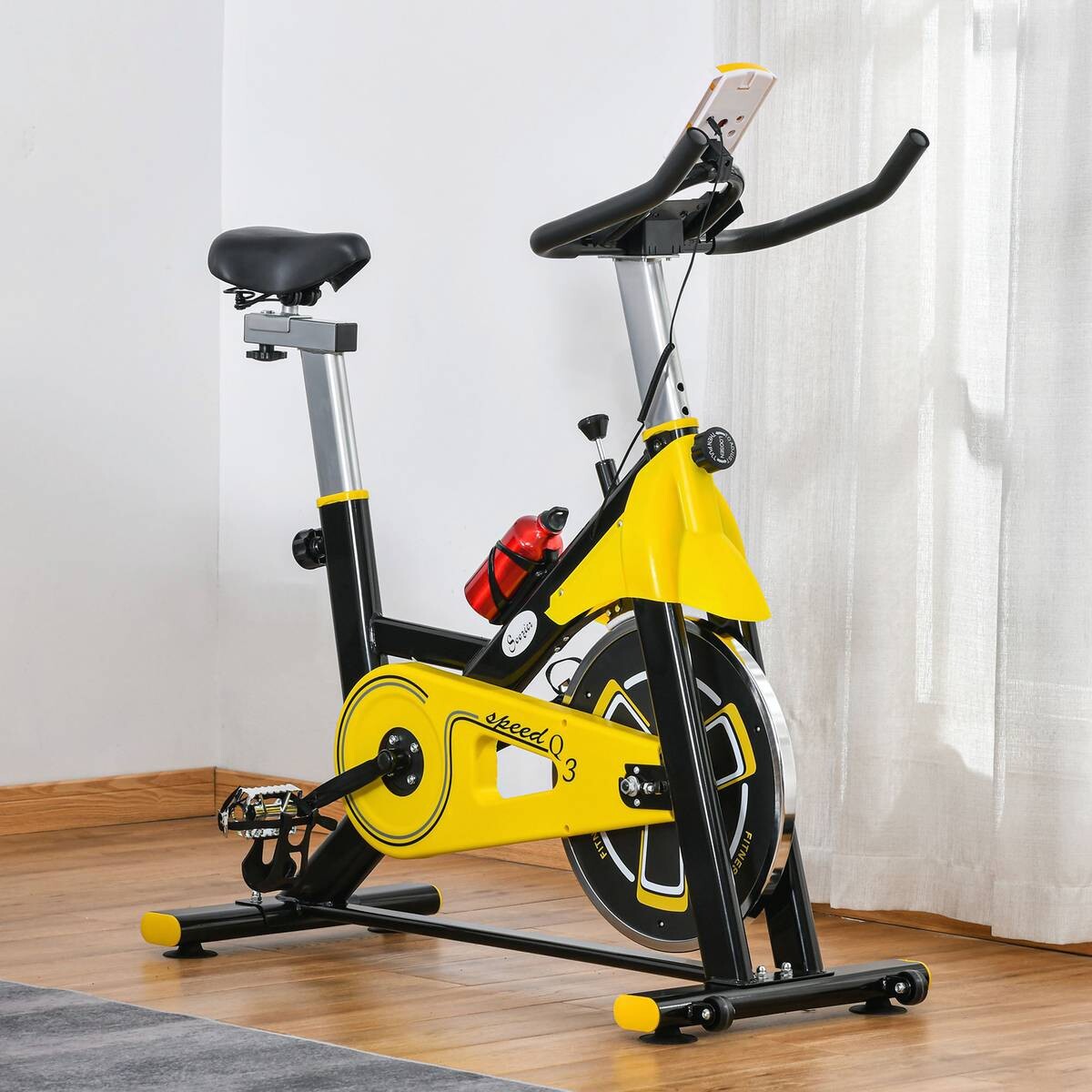 HOMCOM Fahrradtrainer schwarz Kunststoff B/H/L: ca. 50x113x100 cm