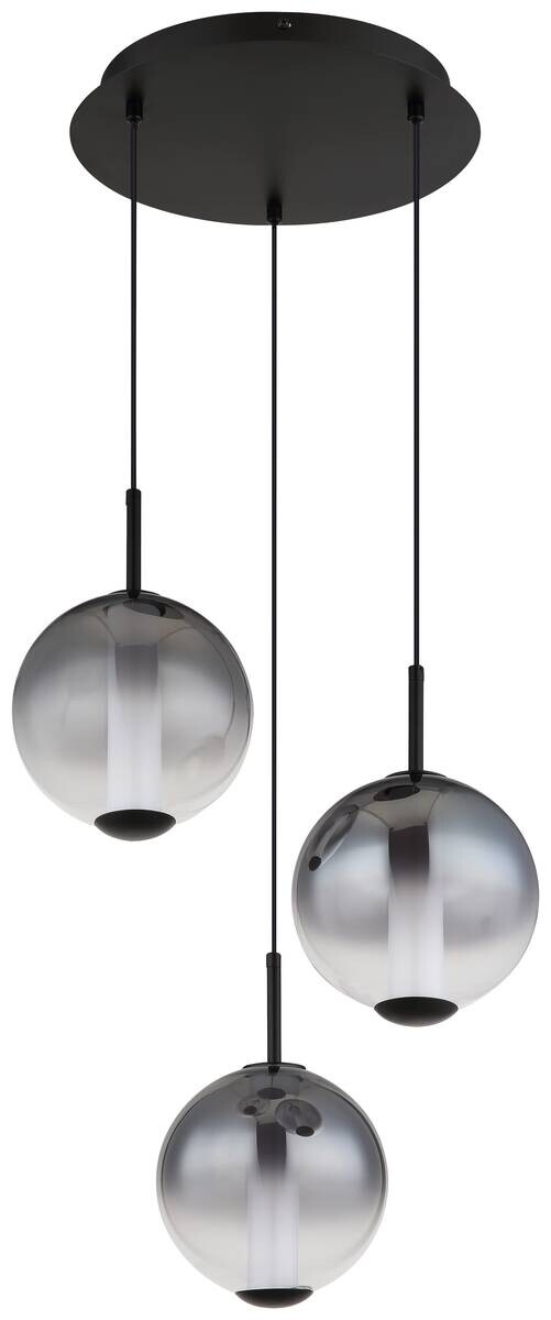 GLOBO Pendelleuchte mattschwarz Rauch Opal Glas Metall H/D: ca. 120x38 cm 1 Brennstellen