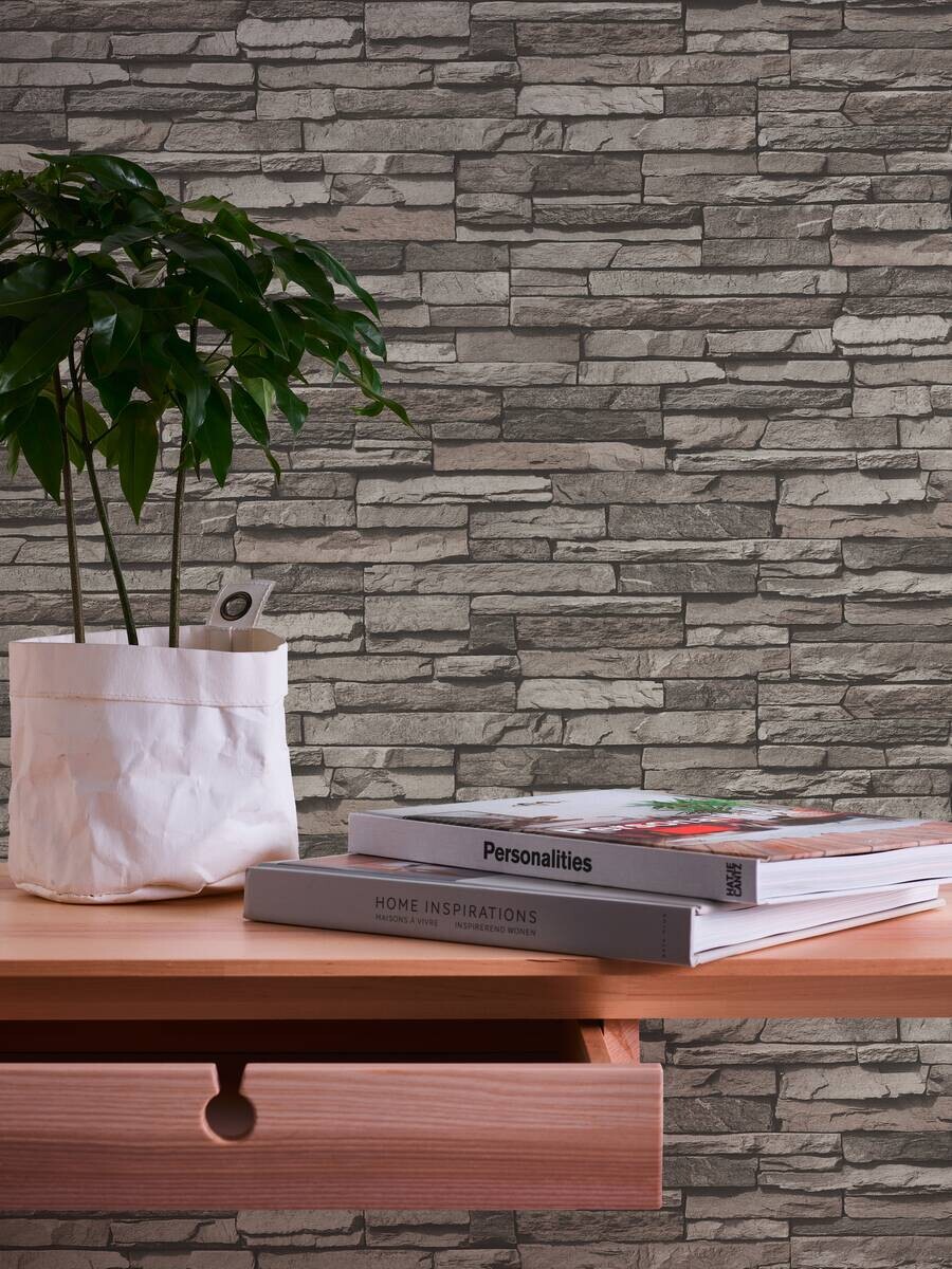 A.S.Creation Vliestapete schwarz grau creme B/H/D: ca. 53x1005x9,3 cm