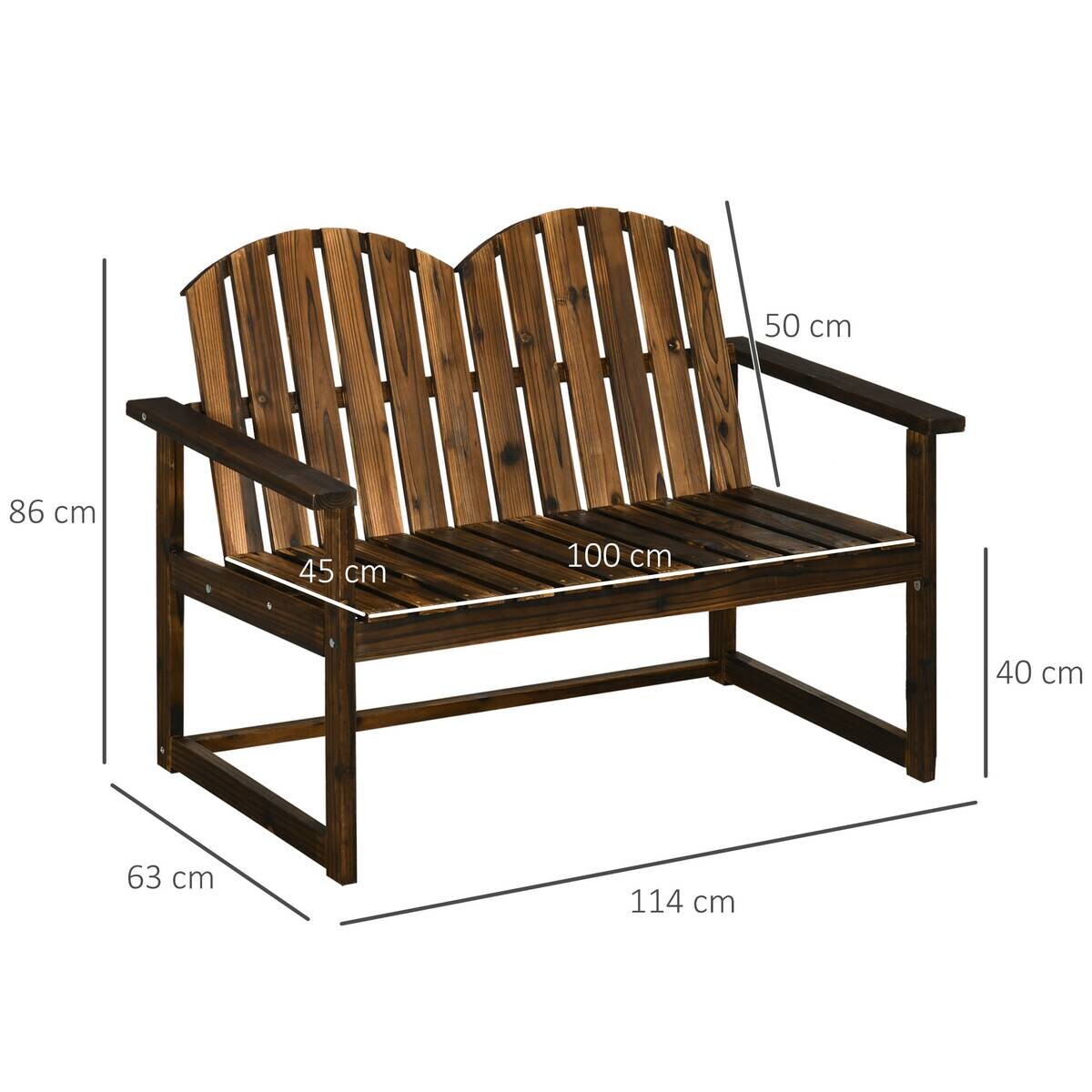 Outsunny Gartenbank grau Holz B/H/L: ca. 63x114x86 cm