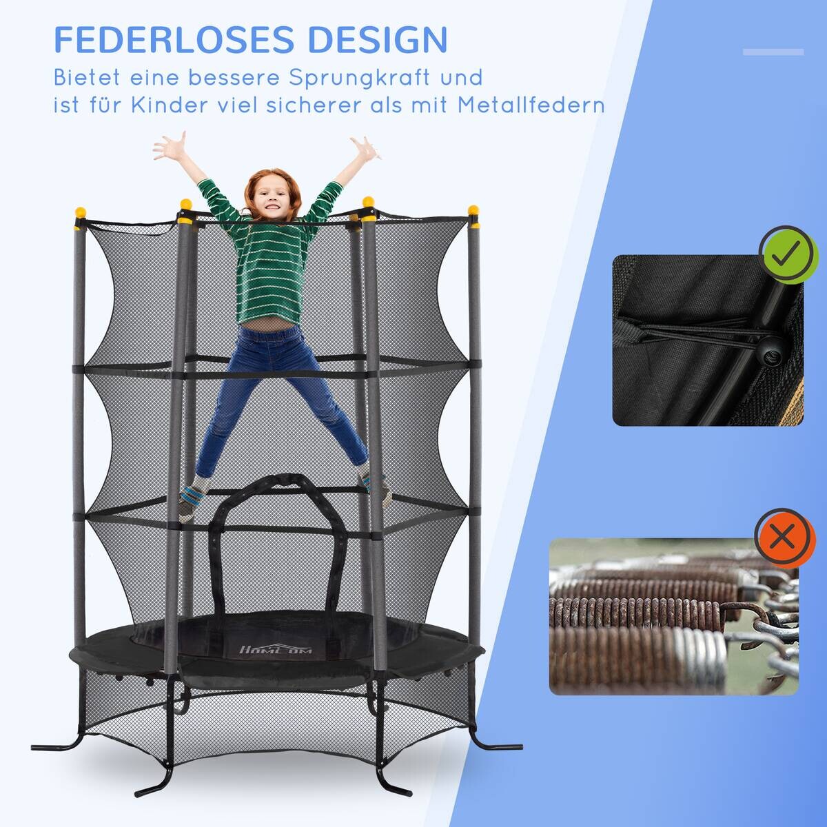 HOMCOM Kindertrampolin schwarz B/H/L: ca. 163x190x163 cm