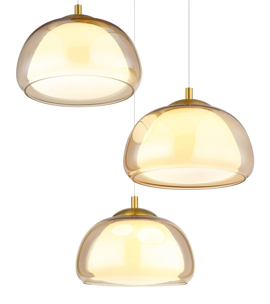 GLOBO Hängeleuchte gold Glas Metall B/H/L: ca. 53,5x26x57 cm