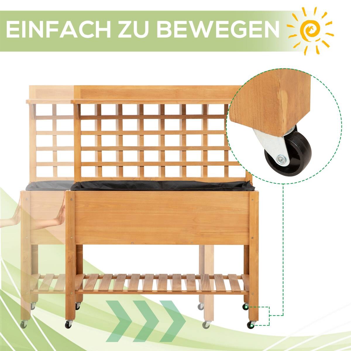 Outsunny Pflanztisch hellbraun B/H/L: ca. 40x135x105 cm