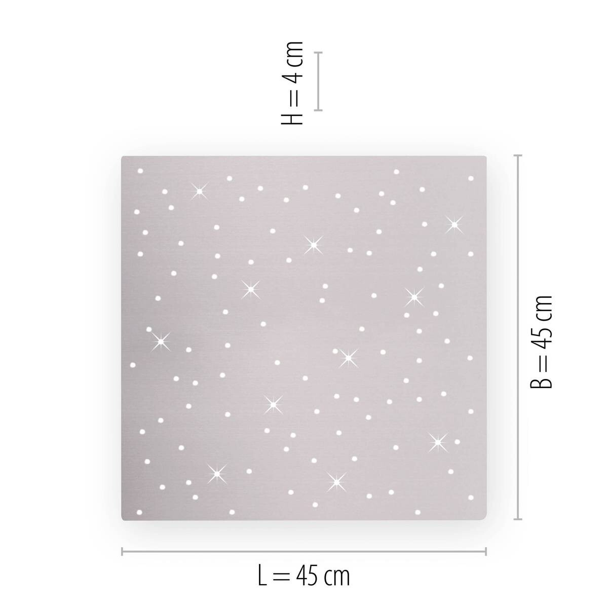 Just Light Deckenleuchte PN14671-55 Sparkle stahlfarbig Aluminium Stahl Kunststoff B/H/L: ca. 45x4x45 cm