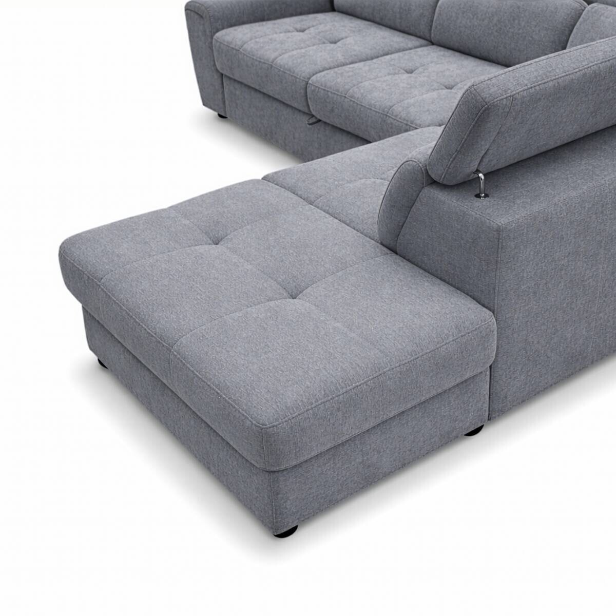 Ecksofa mit Bettfunktion und Bettkasten grau Flachgewebe B/H/T: ca. 267x75x238 cm