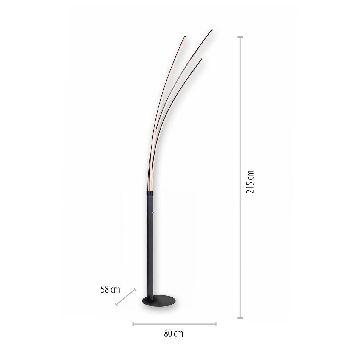 Just Light Stehlampe MAJA 15383-18 schwarz Eisen Kunststoff B/H/T: ca. 58x215x80 cm 3 Brennstellen