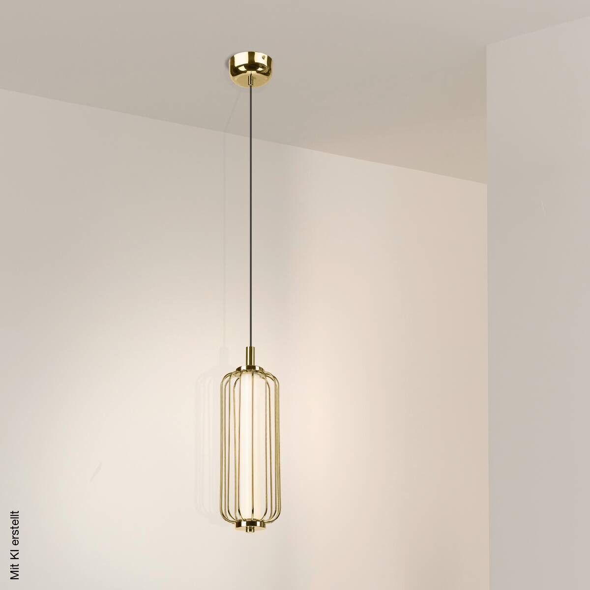 Lamkur Pendelleuchte gold Stahl B/H/L: ca. 12x120x12 cm GU10 1 Brennstellen