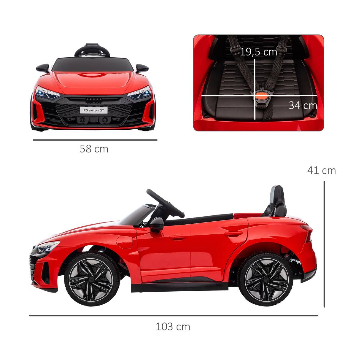HOMCOM Kinder-Elektroauto rot B/H/L: ca. 58x41x103 cm