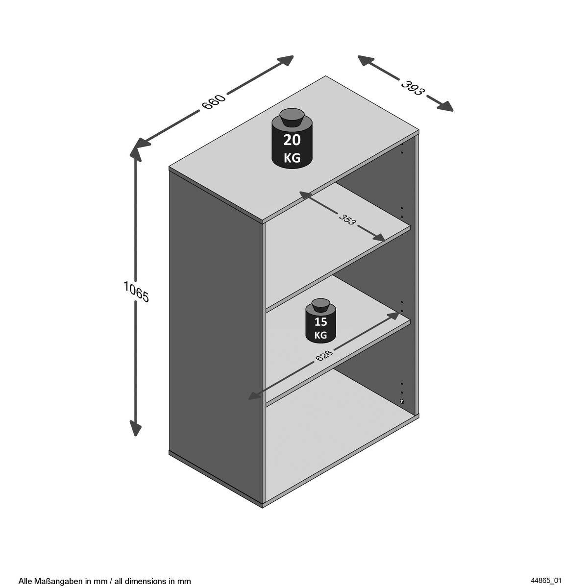 Regal Eiche Artisan Nachbildung B/H/T: ca. 66x107x39 cm