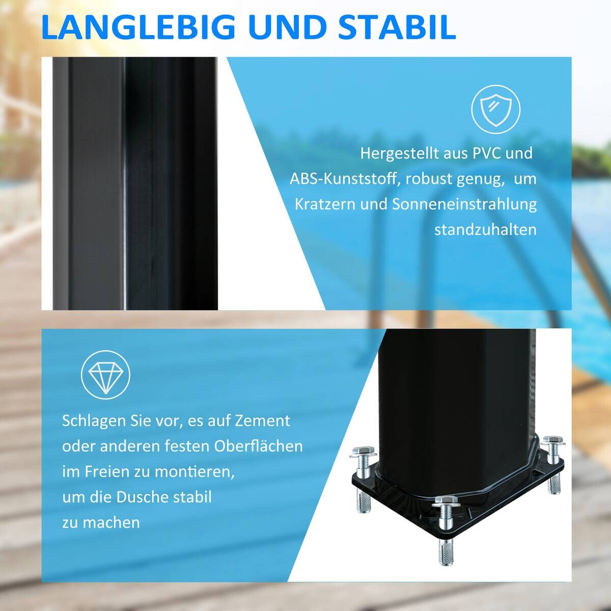 Outsunny Camping-Zubehör schwarz Edelstahl B/H/L: ca. 14,5x17,5x216 cm