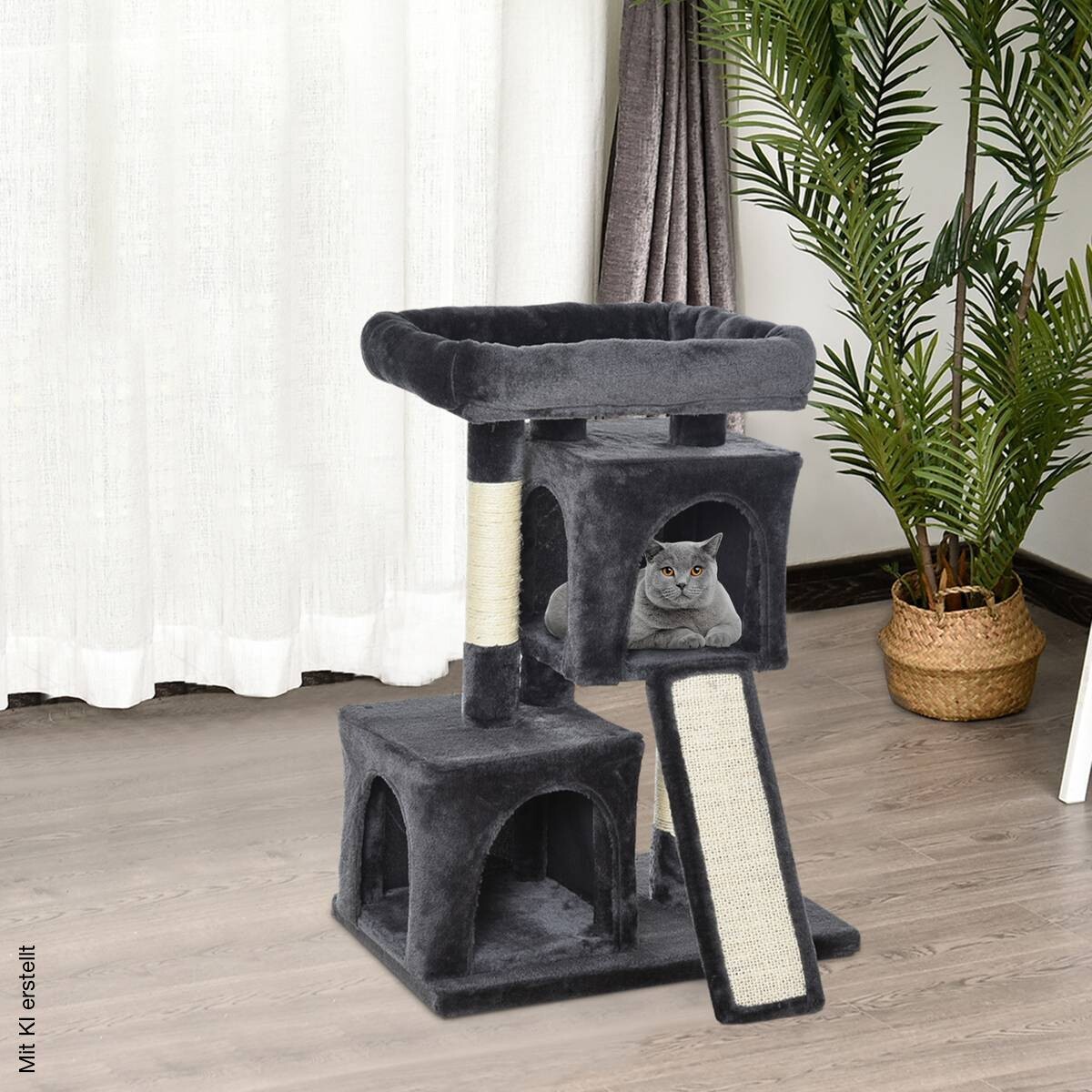 PawHut Kratzbaum dunkelgrau Spanplatte B/H/L: ca. 39x83x59 cm