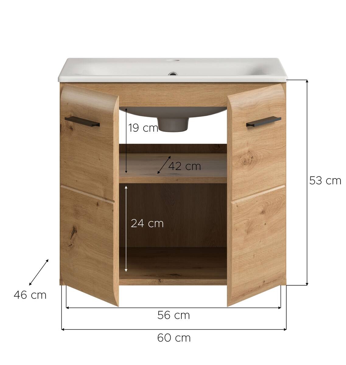 Waschplatz Ice Artisan Oak Nachbildung B/H/T: ca. 60x55x46 cm