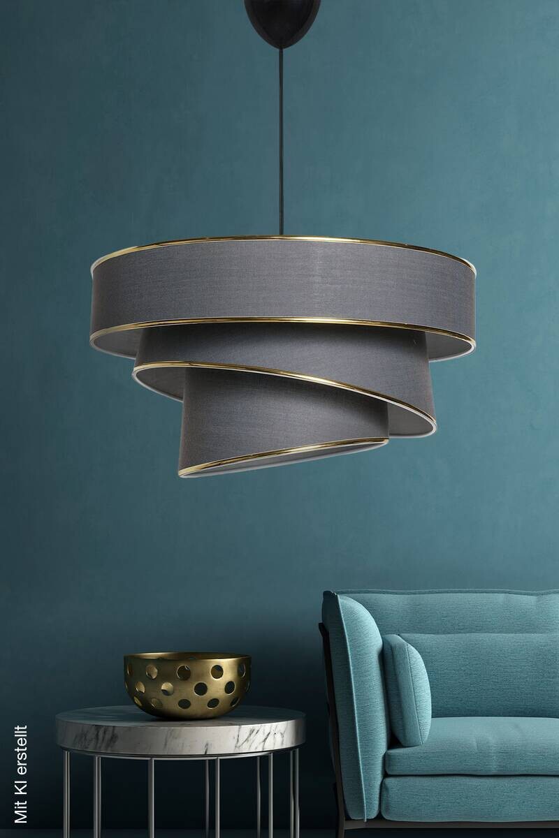 Opviq Pendelleuchte Couper gold anthrazit Baumwolle B/H/L: ca. 40x72x40 cm E27 1 Brennstellen