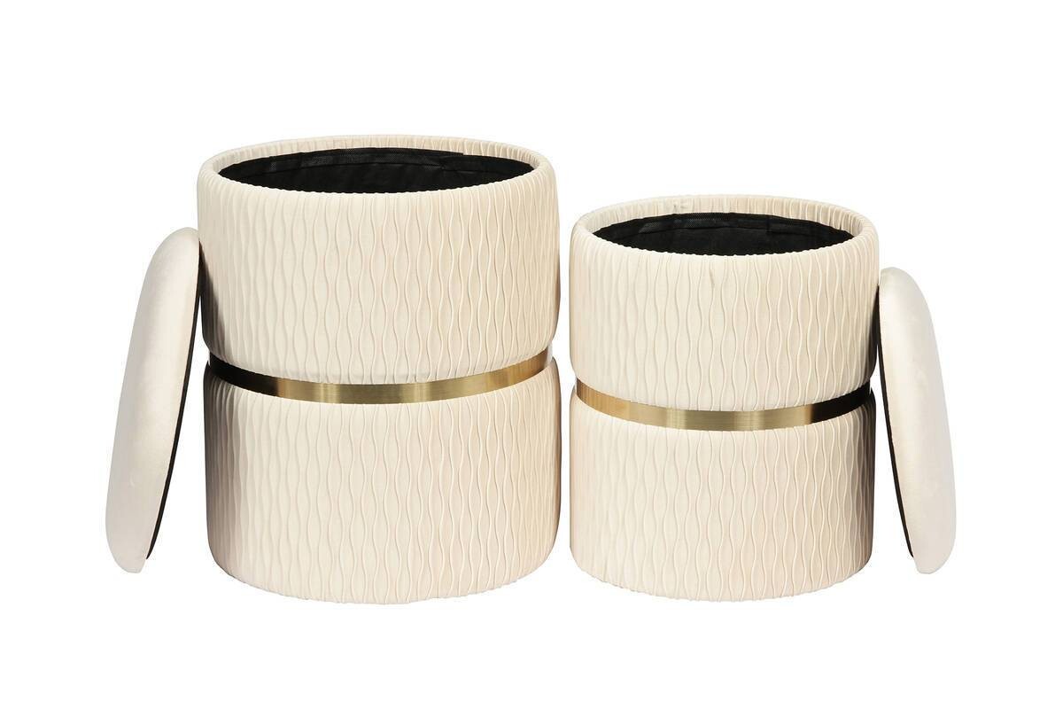 360 Living Hocker Milas 100 2er-Set creme H/D: ca. 44x36 cm